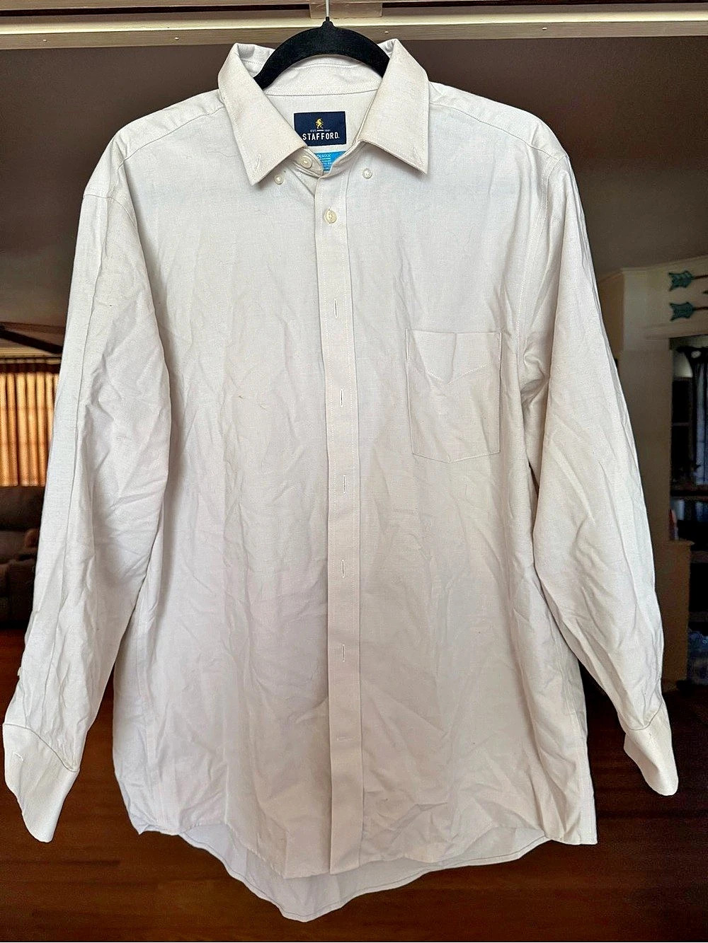 Stafford Coolmax Regular Fit Button Down Shirt Men's White Large